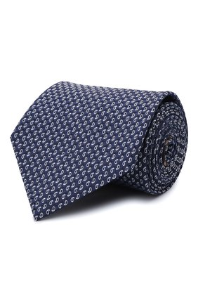 Мужской шелковый галстук BRIONI темно-синего цвета, арт. 062I00/P1465 | Фото 1 (Материал: Текстиль, Шелк; Принт: С принтом)