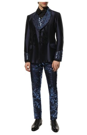 Мужской костюм-тройка DOLCE & GABBANA темно-синего цвета по цене 599500 руб., арт. I1601M/GEZL0 | Фото 1 Мужской костюм-тройка DOLCE & GABBANA темно-синего цвета, арт. I1601M/GEZL0 | Фото 1 (Стили: Гламурный; Рукава: Длинные; Материал внешний: Шелк; Костюмы М: Двубортный, Костюм-тройка; Материал подклада: Шелк)
