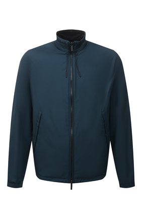 Мужская куртка ERMENEGILDO ZEGNA темно-синего цвета, арт. UVT33/Z139B | Фото 1 (Стили: Кэжуэл; Материал утеплителя: Шерсть; Кросс-КТ: Ветровка, Куртка; Материал внешний: Синтетический материал; Длина (верхняя одежда): Короткие; Рукава: Длинные)