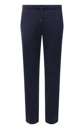 Мужские хлопковые брюки CAPOBIANCO темно-синего цвета, арт. 12M701.BI00. | Фото 1 (Стили: Спорт-шик; Материал внешний: Хлопок; Длина (брюки, джинсы): Стандартные; Случай: Повседневный)