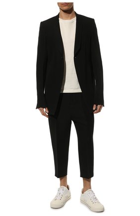 Мужской пиджак из шерсти и шелка RICK OWENS черного цвета по цене 365000 руб., арт. RU01B1732/WK | Фото 2 Мужской пиджак из шерсти и шелка RICK OWENS черного цвета, арт. RU01B1732/WK | Фото 2 (Материал подклада: Вискоза; Длина (для топов): Стандартные; Стили: Минимализм; Рукава: Длинные; Материал внешний: Шерсть, Шелк; Случай: Повседневный; 1-2-бортные: Однобортные; Пиджаки М: Прямой)