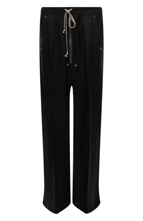 Мужские брюки RICK OWENS черного цвета, арт. RU01B1365/J | Фото 1 (Стили: Минимализм; Материал внешний: Растительное волокно, Купро; Случай: Повседневный; Длина (брюки, джинсы): Стандартные)