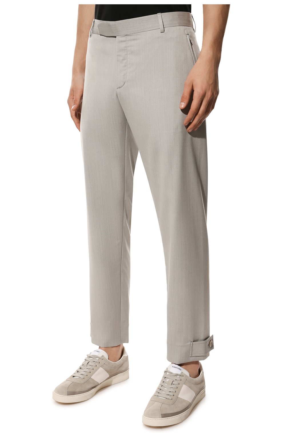 Мужские шерстяные брюки BRIONI светло-серого цвета, арт. RPAY0L/P1A1C/T0LED0 | Фото 3 (Материал внешний: Шерсть; Длина (брюки, джинсы): Стандартные; Случай: Повседневный; Стили: Кэжуэл)