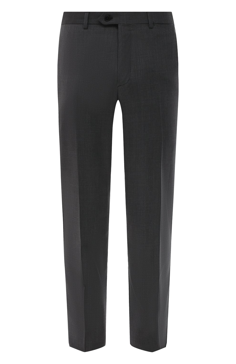 Мужские шерстяные брюки BRIONI темно-серого цвета, арт. RPL80N/P9A1U/MEGEVE | Фото 1 (Материал внешний: Шерсть; Длина (брюки, джинсы): Стандартные; Стили: Классический; Случай: Формальный; Материал подклада: Купро)