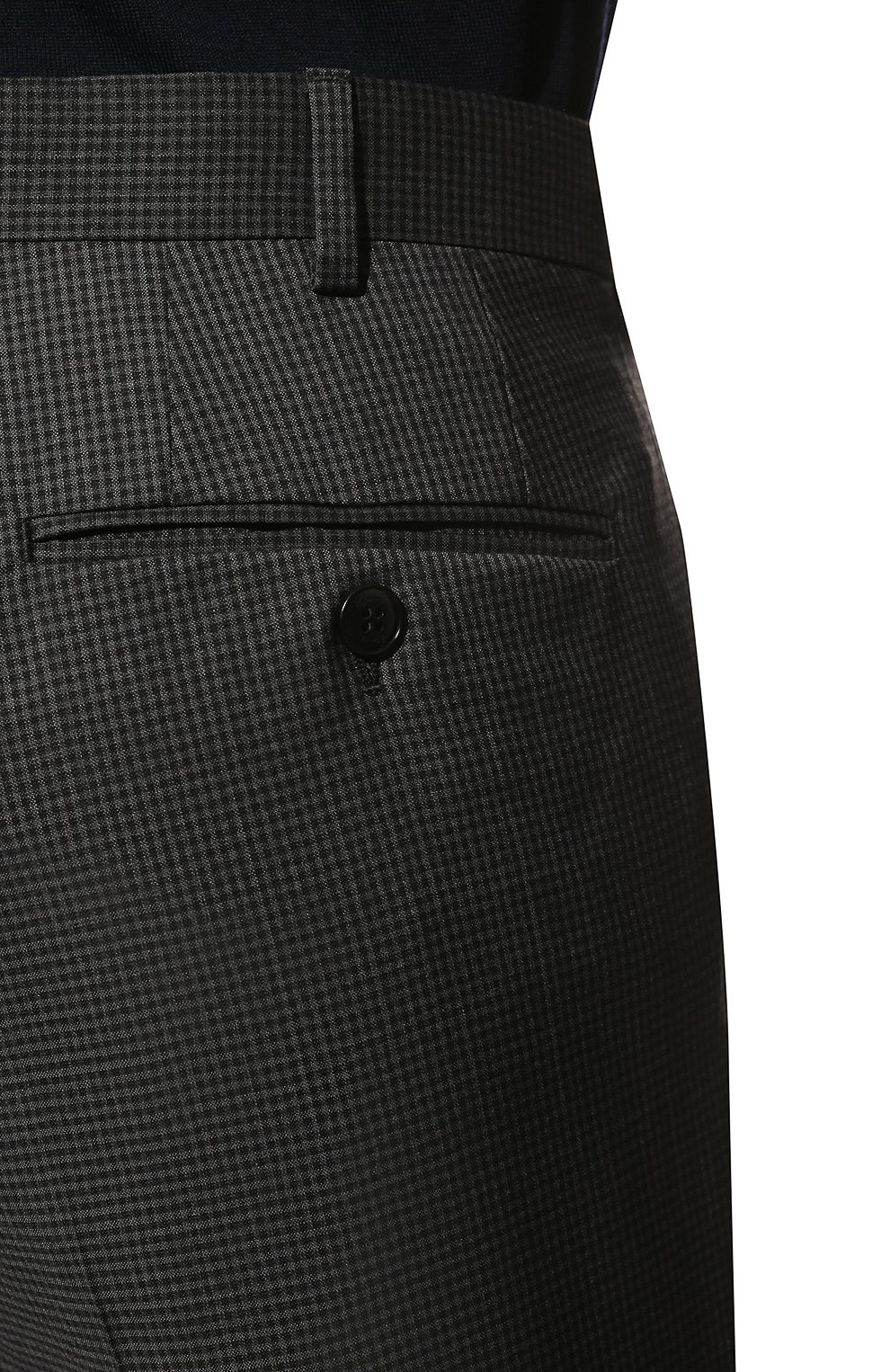 Мужские шерстяные брюки BRIONI темно-серого цвета, арт. RPL80N/P9A1U/MEGEVE | Фото 5 (Материал внешний: Шерсть; Длина (брюки, джинсы): Стандартные; Стили: Классический; Случай: Формальный; Материал подклада: Купро)