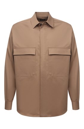 Мужская хлопковая рубашка GIORGIO ARMANI темно-бежевого цвета по цене 72050 руб., арт. 3LSC6H/SN80Z | Фото 1 Мужская хлопковая рубашка GIORGIO ARMANI темно-бежевого цвета, арт. 3LSC6H/SN80Z | Фото 1 (Воротник: Кент; Длина (для топов): Стандартные; Материал внешний: Хлопок; Стили: Кэжуэл; Принт: Однотонные; Рукава: Длинные; Манжеты: На пуговицах; Случай: Повседневный)