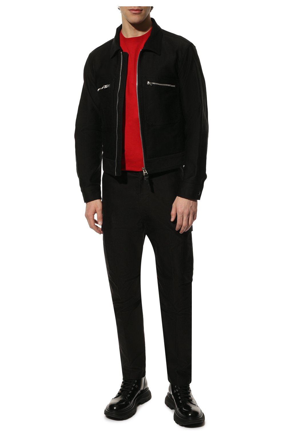 Мужская джинсовая куртка TOM FORD черного цвета, арт. BZ028/TF0301 | Фото 2 (Кросс-КТ: Куртка, Деним; Рукава: Длинные; Материал внешний: Хлопок, Деним; Длина (верхняя одежда): Короткие; Стили: Кэжуэл)