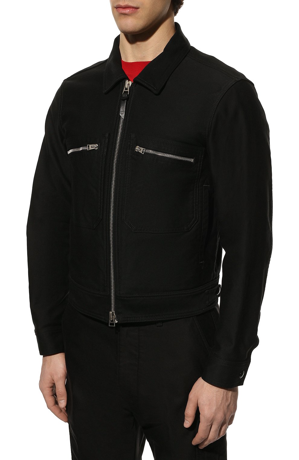Мужская джинсовая куртка TOM FORD черного цвета, арт. BZ028/TF0301 | Фото 3 (Кросс-КТ: Куртка, Деним; Рукава: Длинные; Материал внешний: Хлопок, Деним; Длина (верхняя одежда): Короткие; Стили: Кэжуэл)