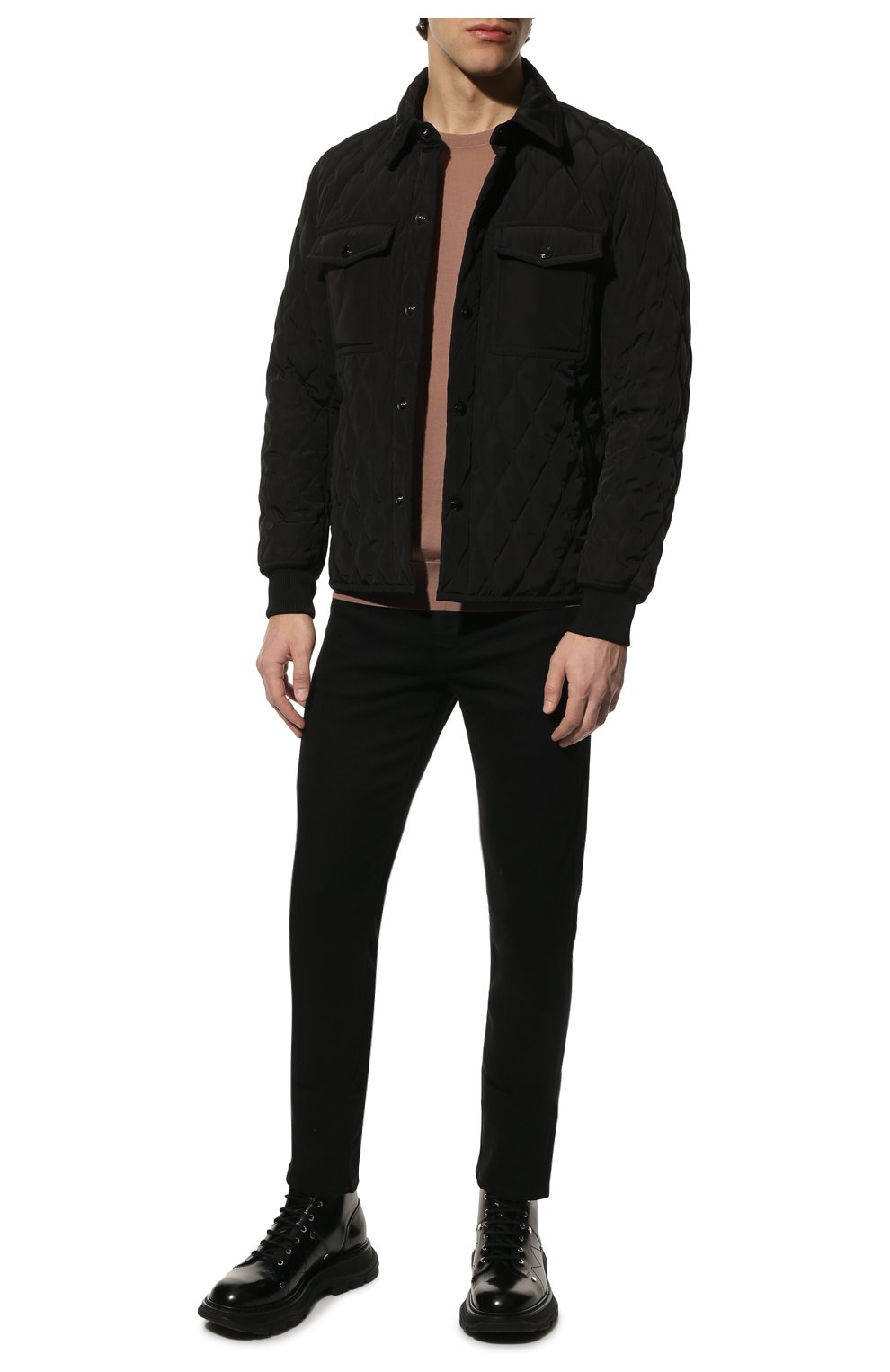 Мужская утепленная куртка TOM FORD черного цвета, арт. BZ020/TF0393 | Фото 2 (Кросс-КТ: Куртка; Рукава: Длинные; Материал внешний: Синтетический материал; Мужское Кросс-КТ: утепленные куртки; Материал подклада: Синтетический материал; Длина (верхняя одежда): Короткие; Стили: Кэжуэл)