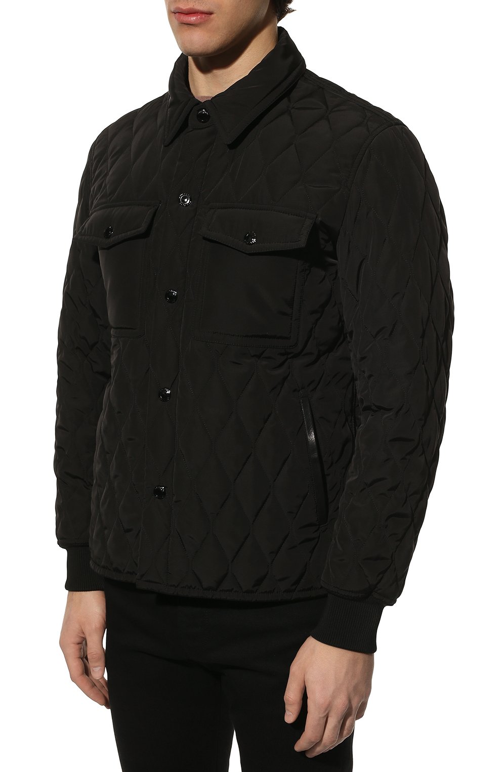 Мужская утепленная куртка TOM FORD черного цвета, арт. BZ020/TF0393 | Фото 3 (Кросс-КТ: Куртка; Рукава: Длинные; Материал внешний: Синтетический материал; Мужское Кросс-КТ: утепленные куртки; Материал подклада: Синтетический материал; Длина (верхняя одежда): Короткие; Стили: Кэжуэл)