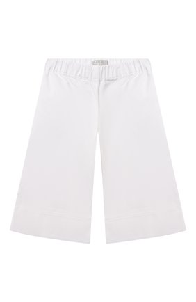 Детские хлопковые брюки IL GUFO белого цвета, арт. P22PR013C6034/5A-8A | Фото 1 (Материал внешний: Хлопок; Случай: Повседневный; Ростовка одежда: 4 года | 104 см, 5 лет | 110 см, 7 лет | 122 см)