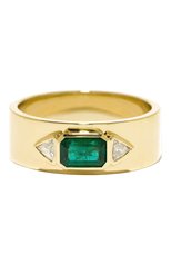 Женские кольцо AZLEE бесцветного цвета, арт. R464-G18  | Фото 1 (Драгоценные камни: Изумруды, Бриллианты; Материал сплава: Желтое золото)