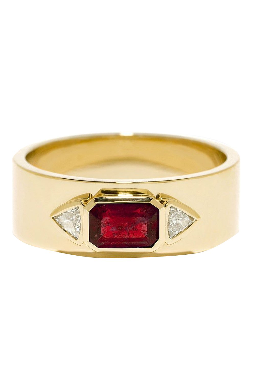 Женские кольцо AZLEE бесцветного цвета, арт. R561-G18  | Фото 1 (Драгоценные камни: Рубины, Бриллианты; Материал сплава: Желтое золото)
