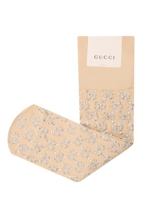 Женские носки GUCCI бежевого цвета, арт. 676642/3G354 | Фото 1 (Материал внешний: Синтетический материал)