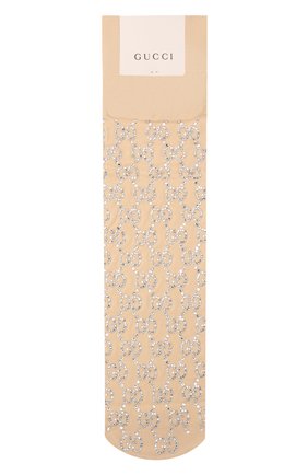 Женские носки GUCCI бежевого цвета, арт. 676642/3G354 | Фото 2 (Материал внешний: Синтетический материал)