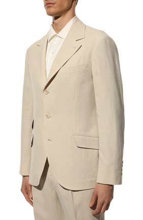 Мужской льняной костюм BRUNELLO CUCINELLI бежевого цвета по цене 454000 руб., арт. MW431LDWH | Фото 2 Мужской льняной костюм BRUNELLO CUCINELLI бежевого цвета, арт. MW431LDWH | Фото 2 (Костюмы М: Однобортный; Стили: Кэжуэл; Материал подклада: Купро; Материал внешний: Лен; Рукава: Длинные)