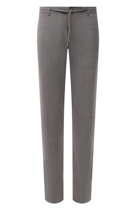Мужские шерстяные брюки CANALI серого цвета, арт. V1659/AR03652 | Фото 1 (Случай: Повседневный; Стили: Кэжуэл; Длина (брюки, джинсы): Стандартные; Материал внешний: Шерсть)