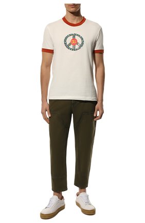 Мужская хлопковая футболка DOLCE & GABBANA белого цвета, арт. G8NX7Z/FU7EQ | Фото 2 (Рукава: Короткие; Стили: Кэжуэл; Материал внешний: Хлопок; Длина (для топов): Стандартные; Принт: С принтом)