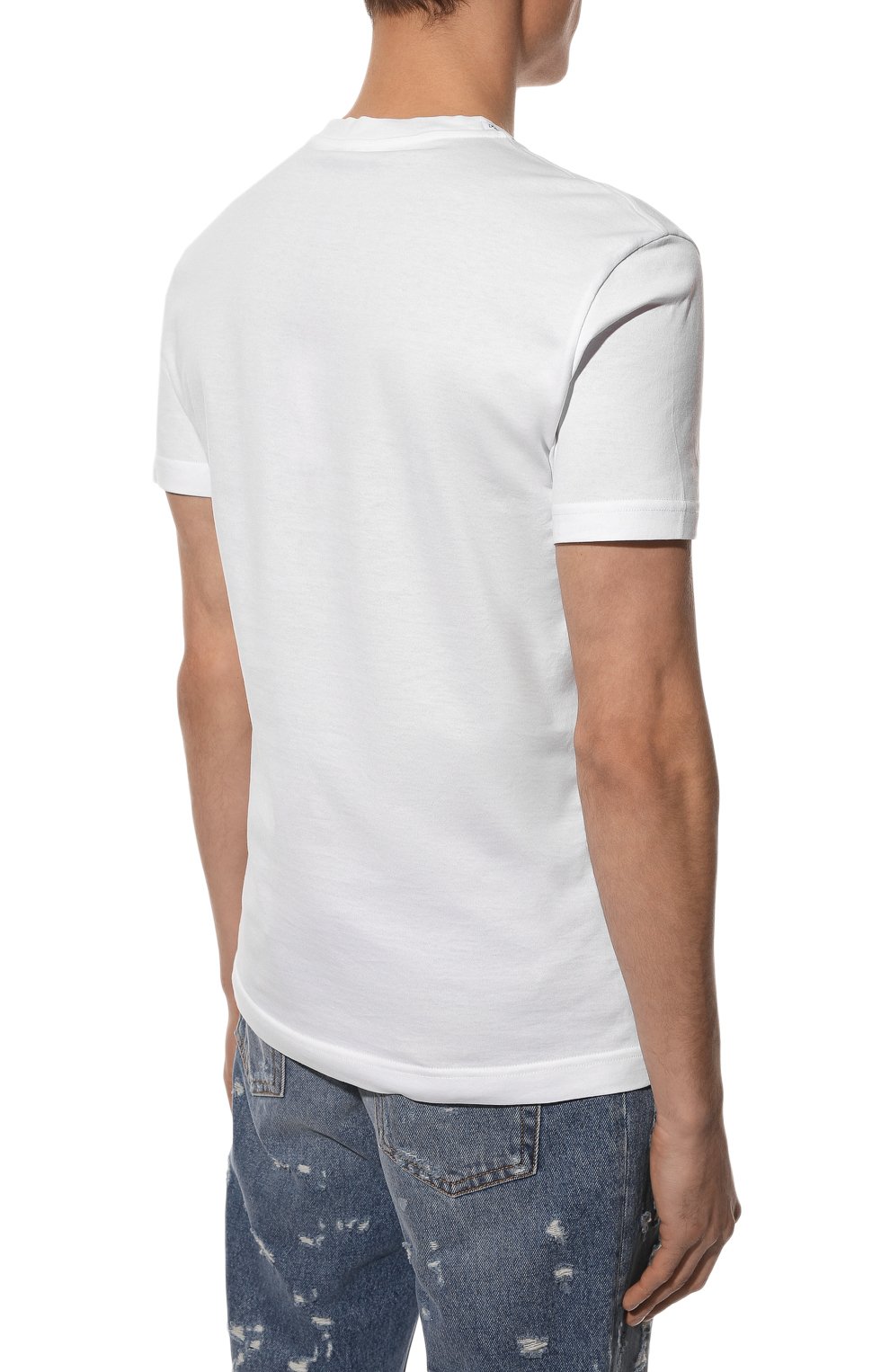 Мужская хлопковая футболка DOLCE & GABBANA белого цвета, арт. G8NV2Z/G7BZQ | Фото 4 (Рукава: Короткие; Длина (для топов): Стандартные; Принт: С принтом; Материал внешний: Хлопок; Стили: Кэжуэл)