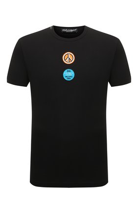 Мужская хлопковая футболка DOLCE & GABBANA черного цвета, арт. G8JX7Z/G7BZW | Фото 1 (Длина (для топов): Стандартные; Рукава: Короткие; Принт: С принтом; Стили: Кэжуэл; Материал внешний: Хлопок)