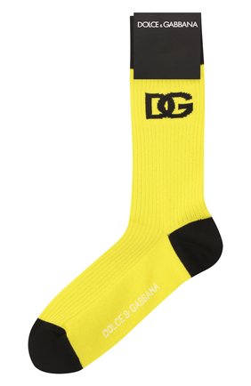 Мужские хлопковые носки DOLCE & GABBANA желтого цвета, арт. GC125A/G1JEJ | Фото 1 (Материал внешний: Хлопок; Кросс-КТ: бельё)