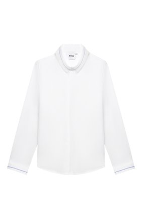 Детская хлопковая рубашка BOSS белого цвета, арт. J25N65 | Фото 1 (Рукава: Длинные; Стили: Классический; Материал внешний: Хлопок)