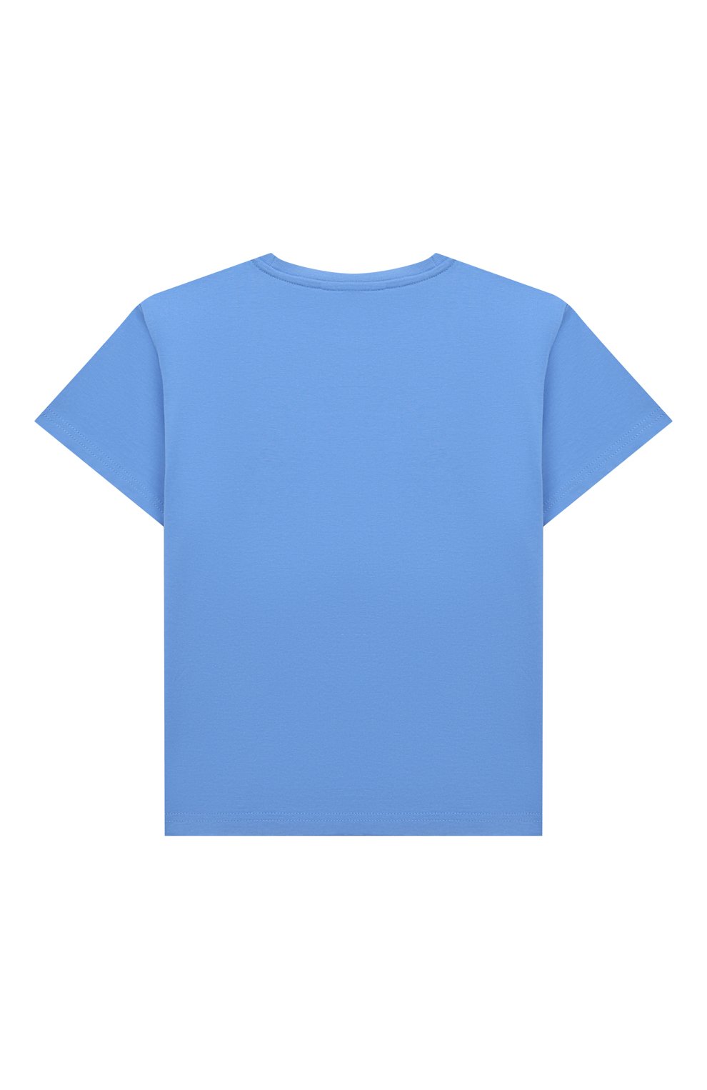 Детская хлопковая футболка BOSS голубого цвета, арт. J25N47 | Фото 2 (Рукава: Короткие; Материал внешний: Хлопок; Мальчики Кросс-КТ: Футболка-одежда)