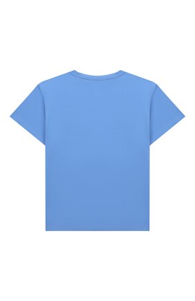 Детская хлопковая футболка BOSS голубого цвета, арт. J25N47 | Фото 2 (Рукава: Короткие; Материал внешний: Хлопок; Мальчики Кросс-КТ: Футболка-одежда)