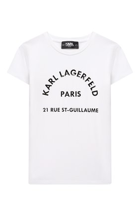 Детская футболка KARL LAGERFELD KIDS белого цвета по цене 6810 руб., арт. Z15351 | Фото 1 Детская футболка KARL LAGERFELD KIDS белого цвета, арт. Z15351 | Фото 1 (Рукава: Короткие; Материал внешний: Хлопок, Синтетический материал; Девочки Кросс-КТ: футболка-одежда; Ростовка одежда: 9 лет | 134 см, 12 лет | 152 см, 13 - 15 лет | 158 см, 16 лет | 164 см, 7 лет | 122 см)