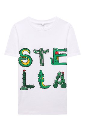 Детская хлопковая футболка STELLA MCCARTNEY белого цвета, арт. 8Q8MA1 | Фото 1 (Материал внешний: Хлопок; Рукава: Короткие; Мальчики Кросс-КТ: Футболка-одежда)