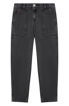Детские джинсы BRUNELLO CUCINELLI серого цвета, арт. BE245D302B | Фото 1 (Материал внешний: Хлопок; Детали: Однотонный; Ростовка одежда: 10 - 11 лет | 140 - 146см, 8 лет | 128 см)