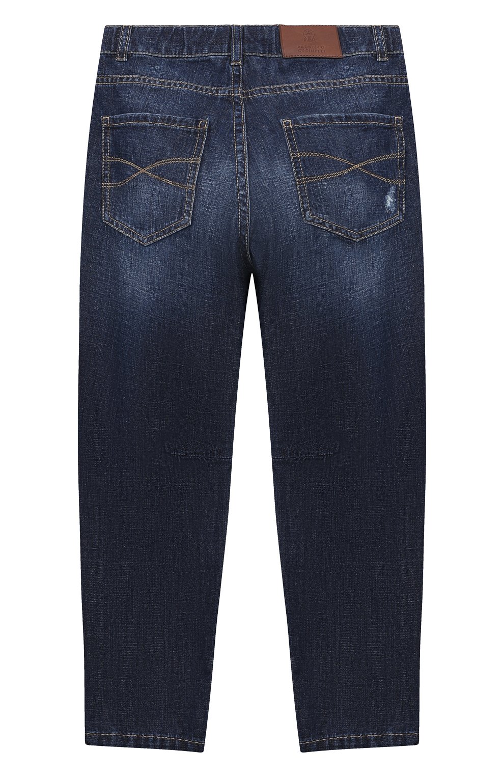 Детские джинсы BRUNELLO CUCINELLI темно-синего цвета, арт. BE645D304A | Фото 2 (Материал внешний: Хлопок; Детали: Потертости; Ростовка одежда: 4 года | 104 см, 6 лет | 116 см)