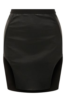 Женская юбка RICK OWENS черного цвета, арт. RP01B4347/LS | Фото 1 (Материал внешний: Хлопок, Натуральная кожа; Женское Кросс-КТ: Юбка-одежда; Стили: Гламурный; Длина Ж (юбки, платья, шорты): Мини)