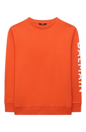 Детский хлопковый свитшот BALMAIN оранжевого цвета по цене 23150 руб., арт. 6Q4740 | Фото 1 Детский хлопковый свитшот BALMAIN оранжевого цвета, арт. 6Q4740 | Фото 1 (Материал внешний: Хлопок; Рукава: Длинные; Мальчики Кросс-КТ: Толстовка-одежда, Свитшот-одежда)