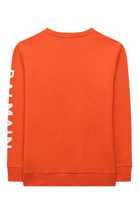 Детский хлопковый свитшот BALMAIN оранжевого цвета по цене 23150 руб., арт. 6Q4740 | Фото 2 Детский хлопковый свитшот BALMAIN оранжевого цвета, арт. 6Q4740 | Фото 2 (Материал внешний: Хлопок; Рукава: Длинные; Мальчики Кросс-КТ: Толстовка-одежда, Свитшот-одежда)