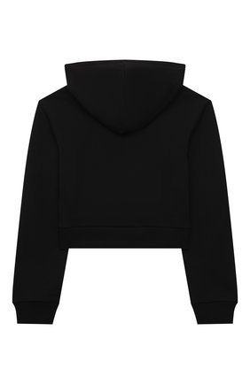 Детский укороченное худи BALMAIN черного цвета по цене 29950 руб., арт. 6Q4030 | Фото 2 Детский укороченное худи BALMAIN черного цвета, арт. 6Q4030 | Фото 2 (Рукава: Длинные; Материал внешний: Хлопок; Девочки Кросс-КТ: Худи-одежда; Ростовка одежда: 10 - 11 лет | 140 - 146см, 12 лет | 152 см, 13 - 15 лет | 158 см, 16 лет | 164 см, 8 лет | 128 см)