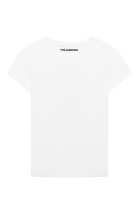 Детская футболка KARL LAGERFELD KIDS белого цвета по цене 7430 руб., арт. Z15354 | Фото 2 Детская футболка KARL LAGERFELD KIDS белого цвета, арт. Z15354 | Фото 2 (Девочки Кросс-КТ: футболка-одежда; Материал внешний: Синтетический материал, Хлопок; Рукава: Короткие; Ростовка одежда: 9 лет | 134 см, 12 лет | 152 см, 13 - 15 лет | 158 см, 16 лет | 164 см, 5 лет | 110 см, 7 лет | 122 см)