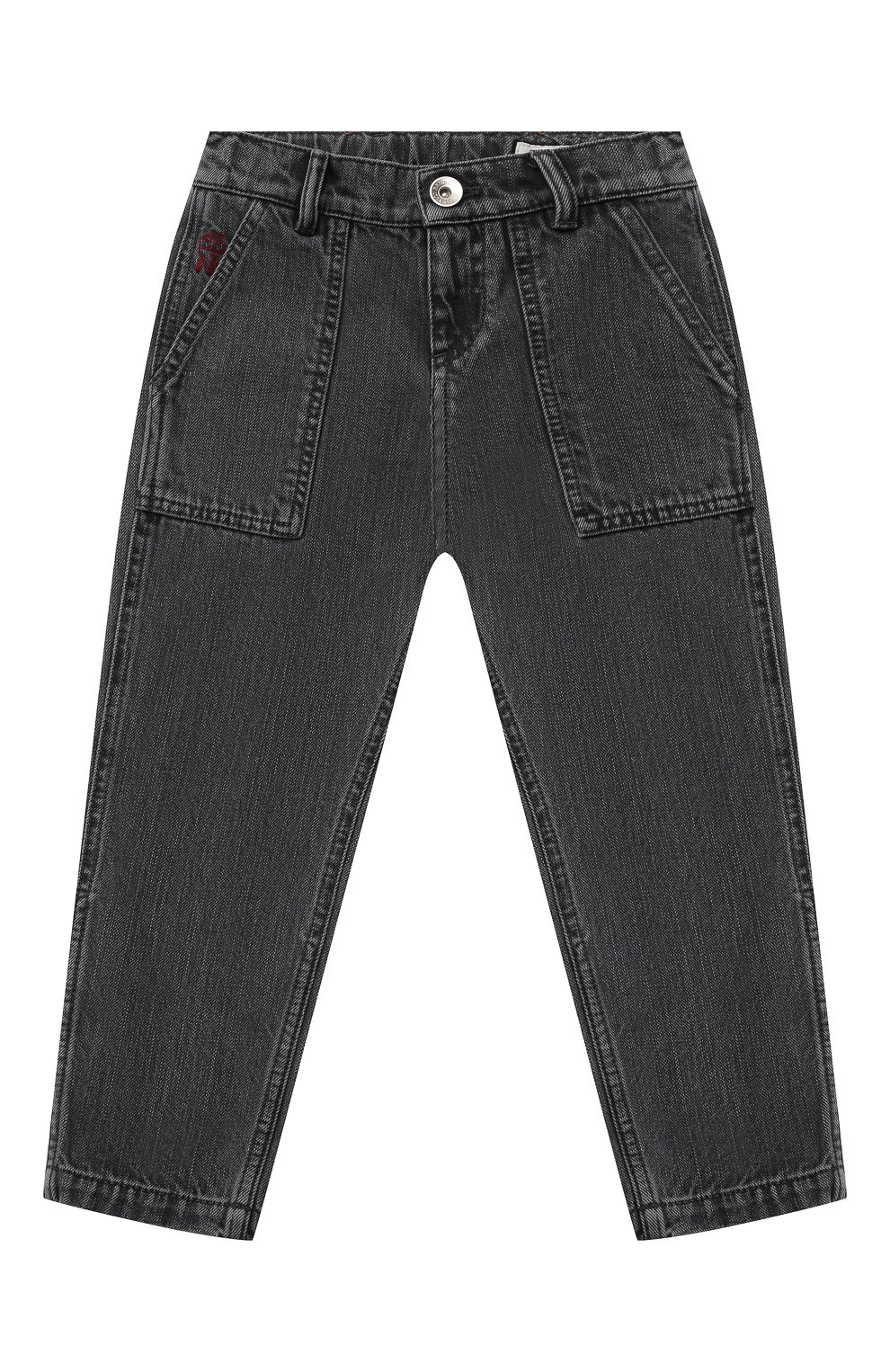 Детские джинсы BRUNELLO CUCINELLI серого цвета, арт. BE245D302C | Фото 1 (Детали: Однотонный; Материал внешний: Хлопок; Ростовка одежда: 12 лет | 152 см)