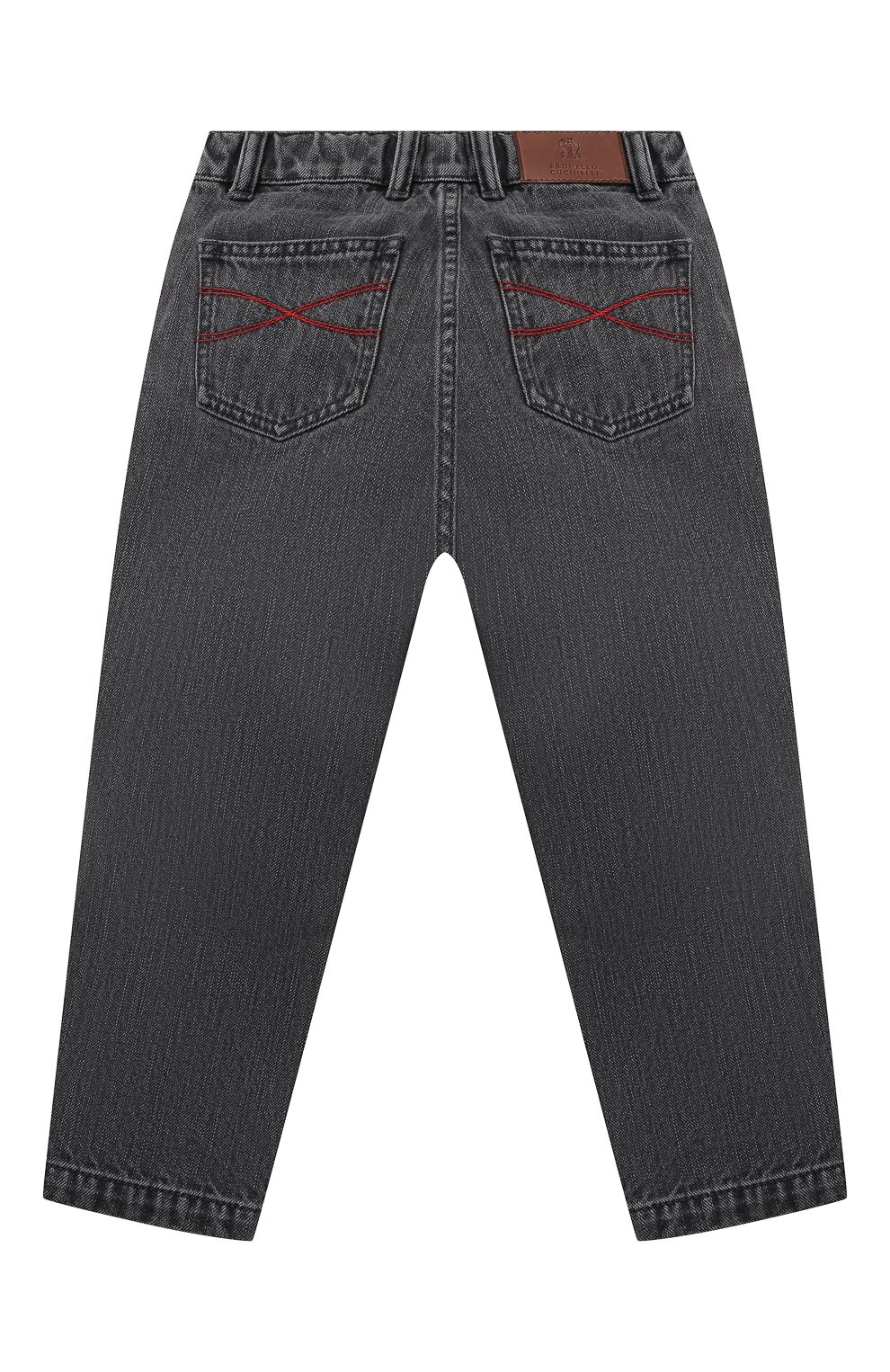 Детские джинсы BRUNELLO CUCINELLI серого цвета, арт. BE245D302C | Фото 2 (Детали: Однотонный; Материал внешний: Хлопок; Ростовка одежда: 12 лет | 152 см)