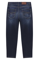 Детские джинсы BRUNELLO CUCINELLI темно-синего цвета, арт. BE645D304C | Фото 2 (Материал внешний: Хлопок; Детали: Потертости; Ростовка одежда: 12 лет | 152 см)