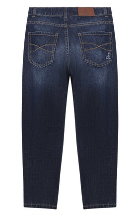 Детские джинсы BRUNELLO CUCINELLI темно-синего цвета, арт. BE645D304C | Фото 2 (Материал внешний: Хлопок; Детали: Потертости; Ростовка одежда: 12 лет | 152 см)