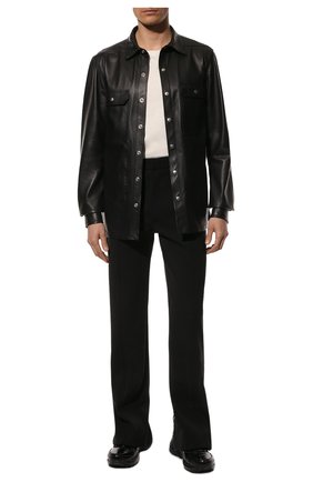 Мужская кожаная рубашка RICK OWENS черного цвета по цене 208000 руб., арт. RU01B1729/LLP | Фото 2 Мужская кожаная рубашка RICK OWENS черного цвета, арт. RU01B1729/LLP | Фото 2 (Длина (для топов): Стандартные; Принт: Однотонные; Случай: Повседневный; Воротник: Кент; Материал внешний: Натуральная кожа; Манжеты: На кнопках; Стили: Минимализм; Рукава: Длинные; Региональные ограничения белый список (Axapta Mercury): RU)