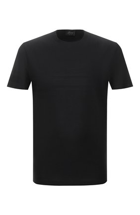 Мужская хлопковая футболка BRIONI темно-синего цвета, арт. UJLH0L/01635 | Фото 1 (Рукава: Короткие; Стили: Классический, Кэжуэл; Длина (для топов): Стандартные; Материал внешний: Хлопок; Принт: Без принта)