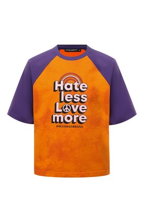 Мужская хлопковая футболка DOLCE & GABBANA оранжевого цвета, арт. G8NW0T/HU7IL | Фото 1 (Длина (для топов): Стандартные; Рукава: Короткие; Материал внешний: Хлопок; Принт: С принтом; Мужское Кросс-КТ: Футболка-пляж; Стили: Спорт-шик)