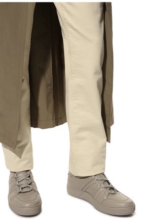 Мужские кожаные кеды tiziano ZEGNA COUTURE серого цвета, арт. A5176X-LHLAS | Фото 3 (Материал внешний: Кожа; Материал внутренний: Натуральная кожа; Стили: Классический; Материал утеплителя: Без утеплителя; Подошва: Массивная)