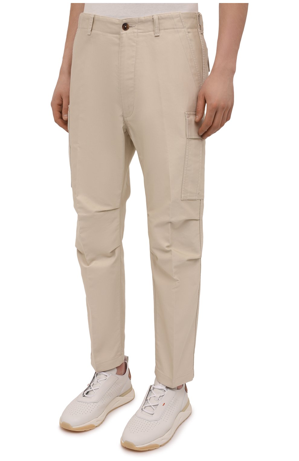 Мужские хлопковые брюки-карго TOM FORD кремвого цвета, арт. BZ141/TFP223 | Фото 3 (Силуэт М (брюки): Карго; Длина (брюки, джинсы): Стандартные; Случай: Повседневный; Материал внешний: Хлопок; Стили: Кэжуэл)