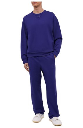 Мужские хлопковые брюки DOLCE & GABBANA фиолетового цвета, арт. GW0YAZ/FU7DU | Фото 2 (Стили: Спорт-шик; Материал внешний: Хлопок; Длина (брюки, джинсы): Стандартные; Случай: Повседневный)