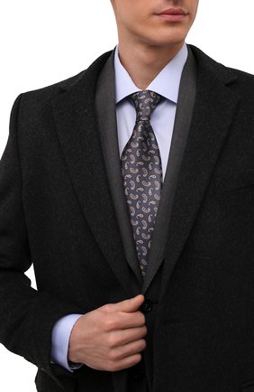 Мужской комплект из галстука и платка BRIONI темно-серого цвета, арт. 08A900/P1476 | Фото 2 (Принт: С принтом; Материал: Текстиль, Шелк; Региональные ограничения белый список (Axapta Mercury): RU)