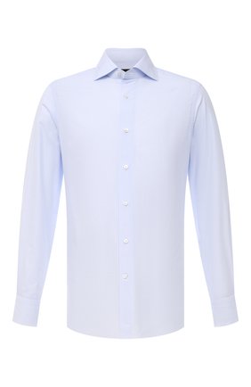 Мужская хлопковая сорочка ERMENEGILDO ZEGNA голубого цвета по цене 41350 руб., арт. 301205/9MS0BA | Фото 1 Мужская хлопковая сорочка ERMENEGILDO ZEGNA голубого цвета, арт. 301205/9MS0BA | Фото 1 (Манжеты: На пуговицах; Рубашки М: Regular Fit; Длина (для топов): Стандартные; Случай: Формальный; Принт: Клетка; Стили: Классический; Материал внешний: Хлопок; Воротник: Акула; Рукава: Длинные; Региональные ограничения белый список (Axapta Mercury): RU)