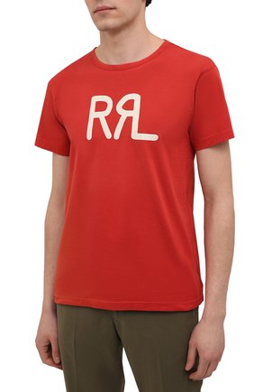 Мужская хлопковая футболка RRL красного цвета, арт. 782813037 | Фото 3 (Рукава: Короткие; Длина (для топов): Стандартные; Принт: С принтом; Региональные ограничения белый список (Axapta Mercury): RU; Материал внешний: Хлопок; Стили: Кэжуэл)